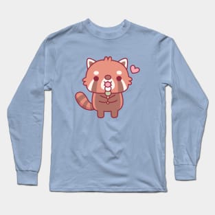 Cute Red Panda Eating Japanese Dango Long Sleeve T-Shirt